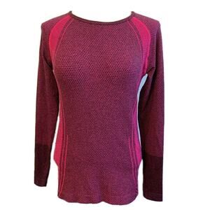 6/8 Work Out Women's Pink Purple Patterned Fitted Activewear Top Long Sleeve Thu